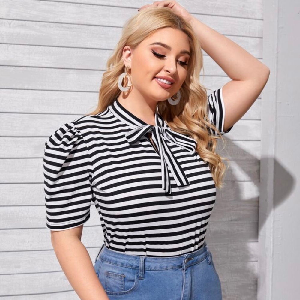 SOLD! NWOT Stripe Tie Neck Shirt